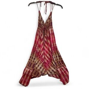 Bohemian Halter Maxi Dress in‎ Pink and Brown by Pilyq